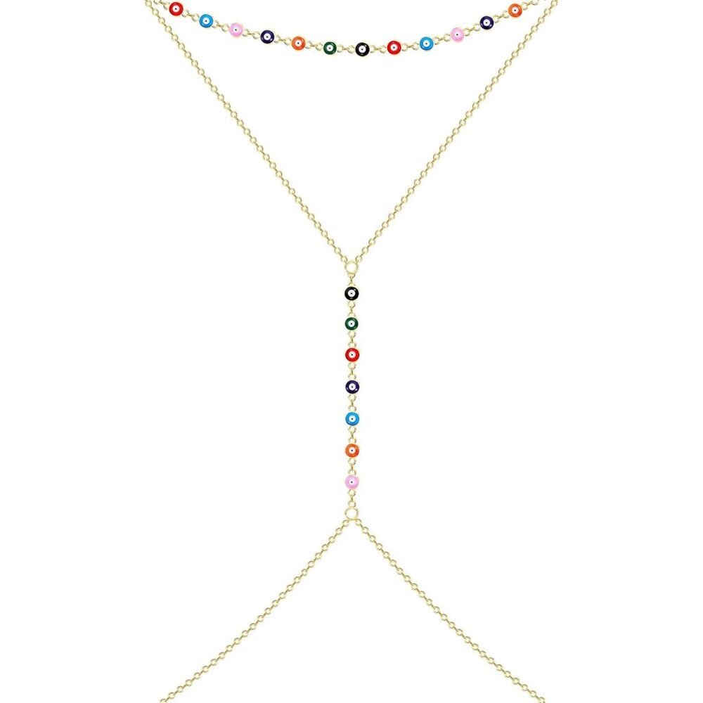 🆕 Women Gold Christmas Body Chain Trendy Stocking Stuffers Layered Waist Beads